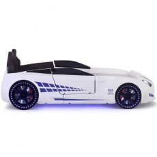 Дитяче ліжко машина GTR White 190х90 см з підсвіткою, музикою, шкіряний салон, пультом